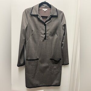 Max Studio double knit long sleeve shirt dress, Taupe/Black check. Size M